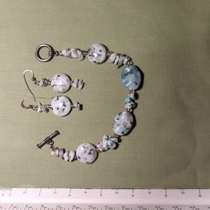 Natural stone earrings and bracelet set
